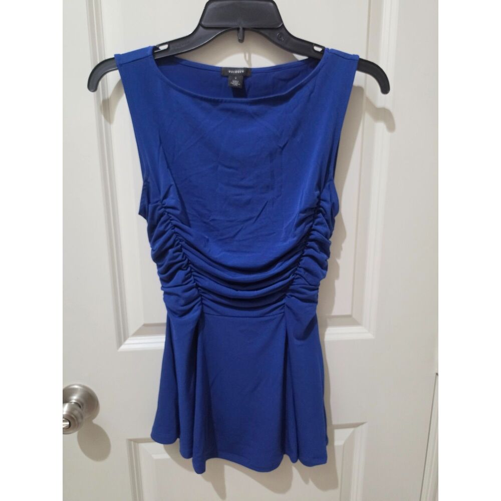 Halogen Blue Ruched Sleeveless Top Size Small